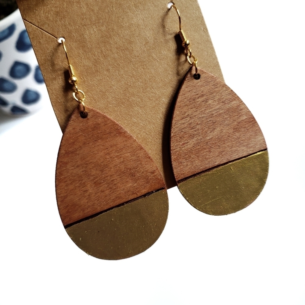 Boho Wooden Teardrop Earrings